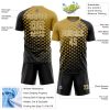 Custom Black Old Gold-White Modern Polka Dot Sublimation Soccer Uniform Jersey